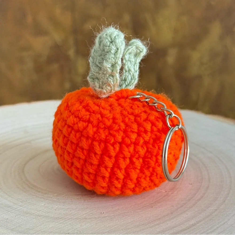 Handmade Crochet Clementine Keychain | Cute Fruit Amigurumi Gift
